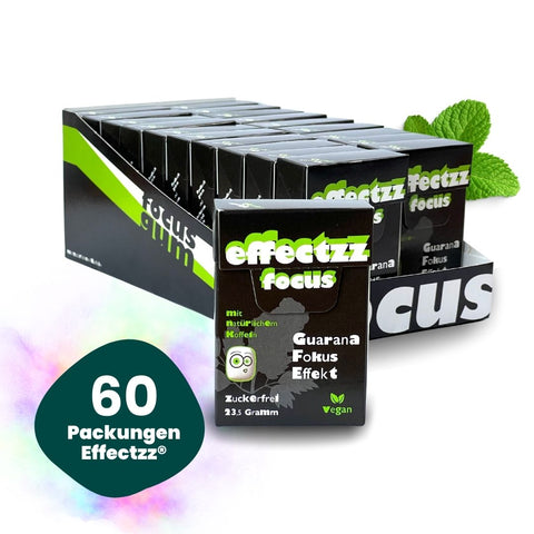 Effectzz® Focus Kaugummi | vegan & zuckerfrei mit natürlichem Koffein